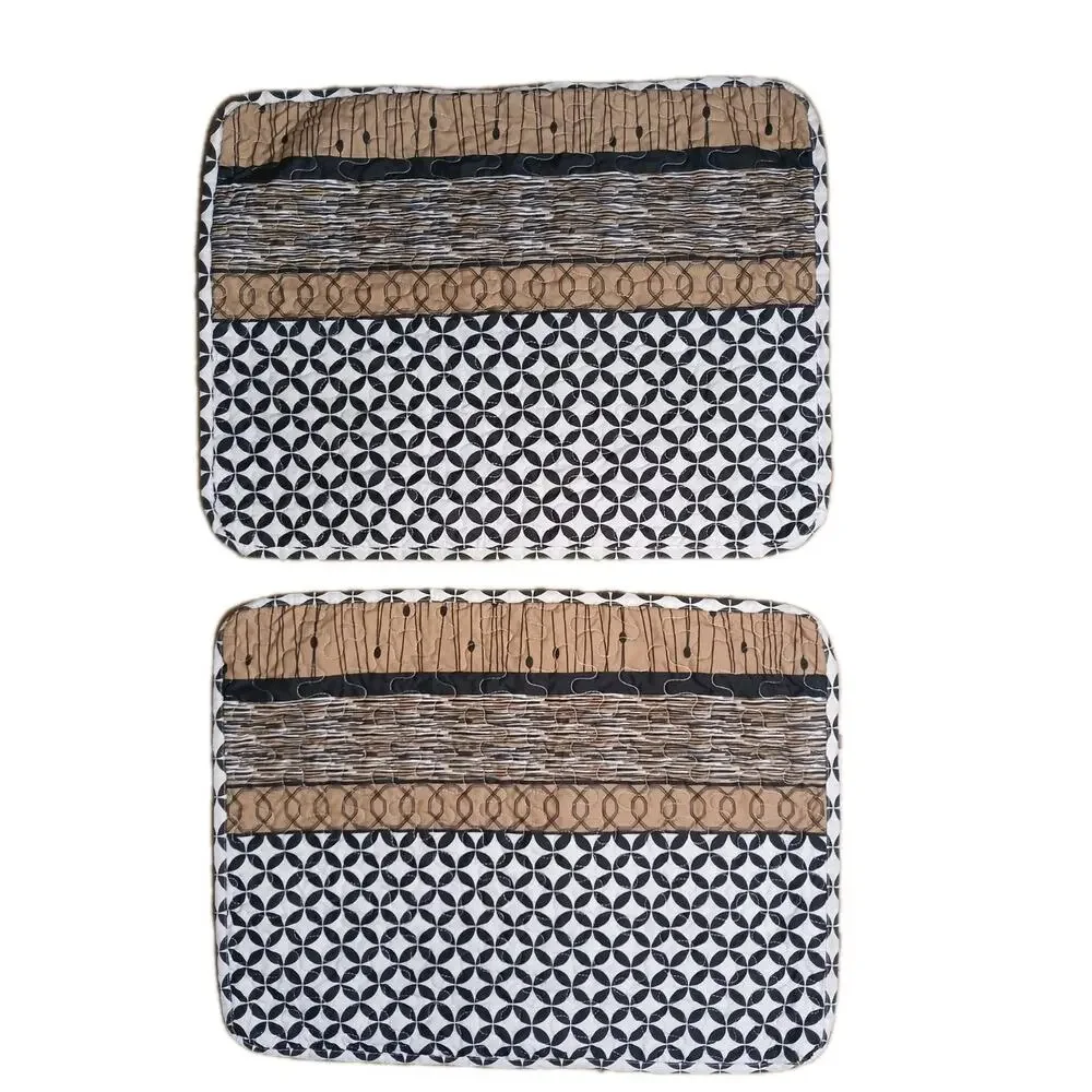 2‎ Pillowcases Sham Bohemian Hippie 20x26 Black Brown Geometric Lattice Modern